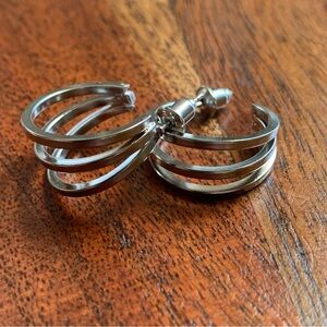 Silver Tone Hoop Earrings